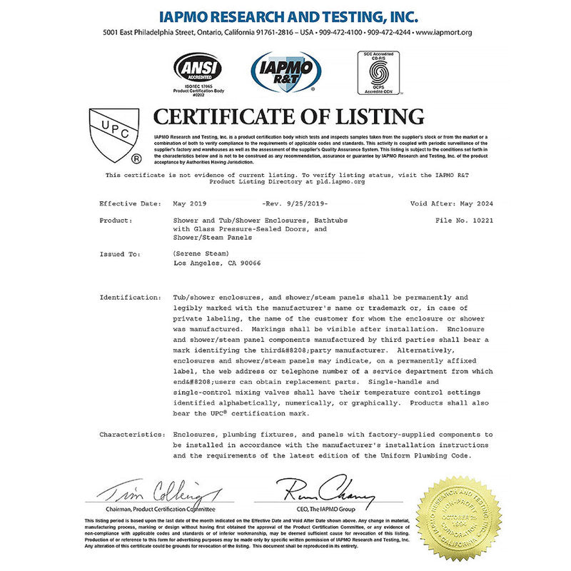 Serene Steam Shower Solar Flare Revive ADA - Matte Black