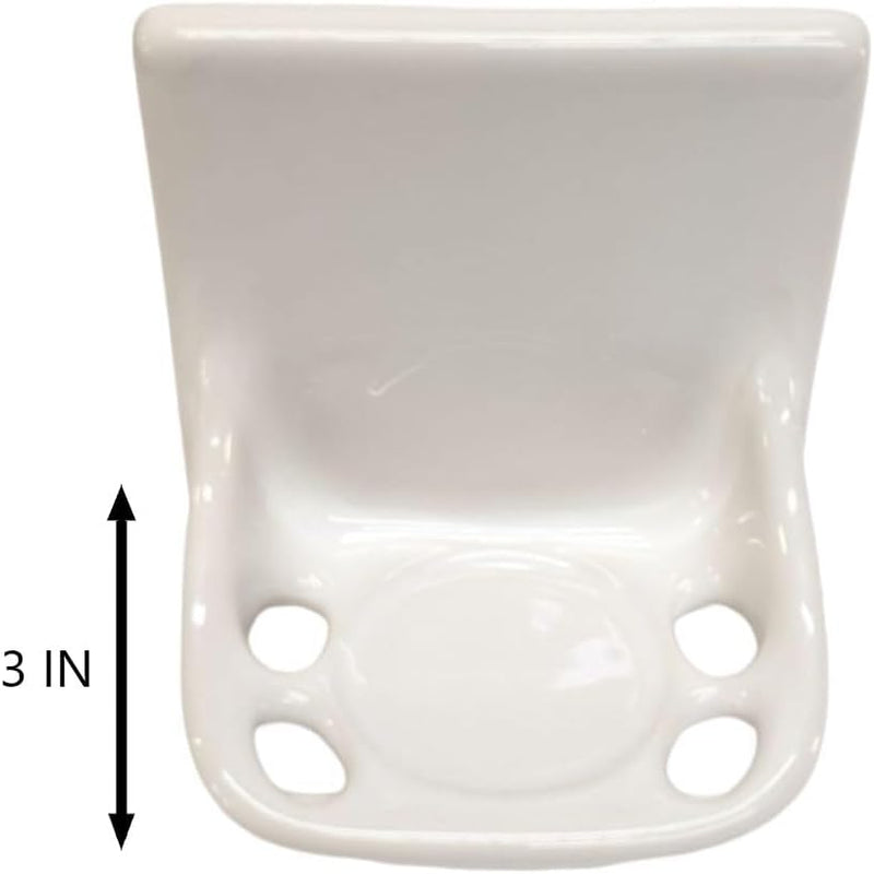 SereneDrains Ceramic Toothbrush Holder - Flat Back Installation - White Glossy