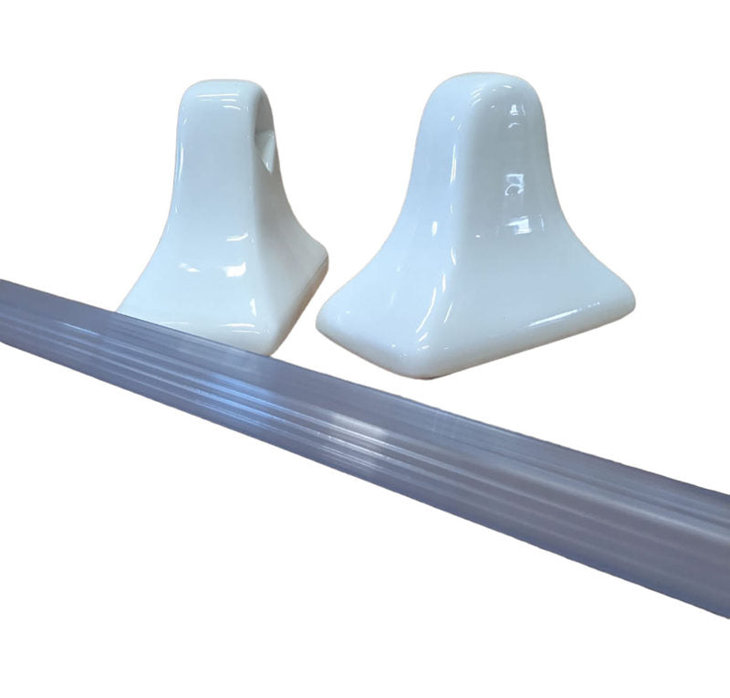 SereneDrains Ceramic Towel Bar Holder - Thinset Installation - White Glossy
