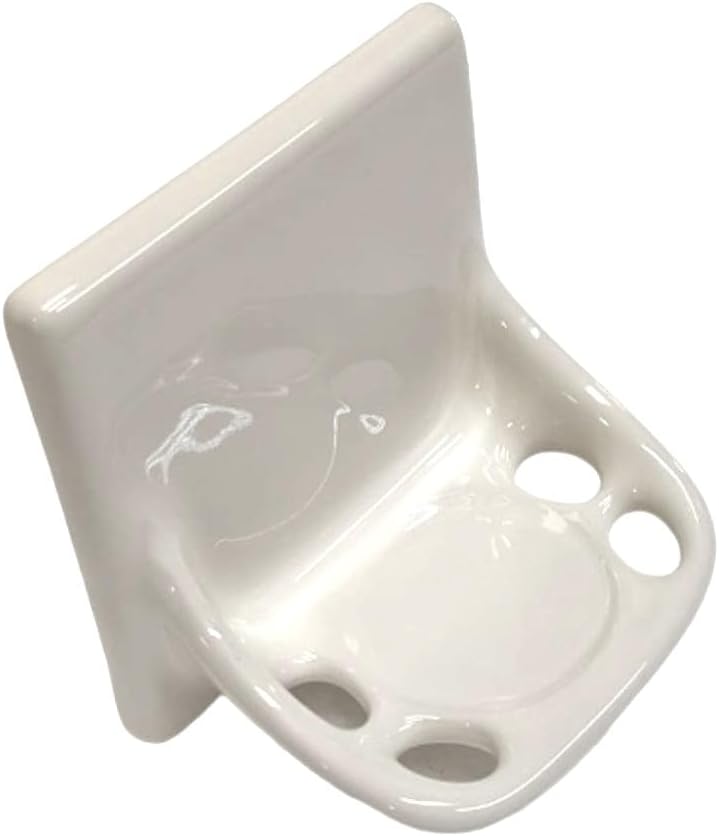 SereneDrains Ceramic Toothbrush Holder - Flat Back Installation - White Glossy