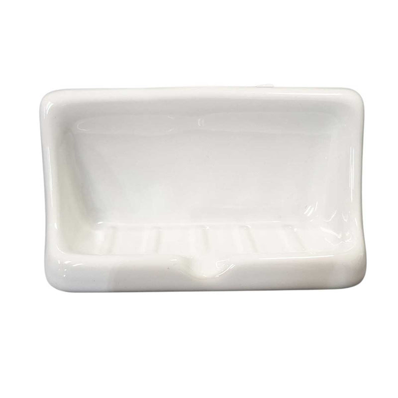 SereneDrains Ceramic Mini Soap Dish - Thinset Installation - White Glossy