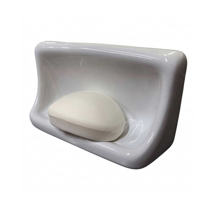 SereneDrains Ceramic Mini Soap Dish - Thinset Installation - White Glossy
