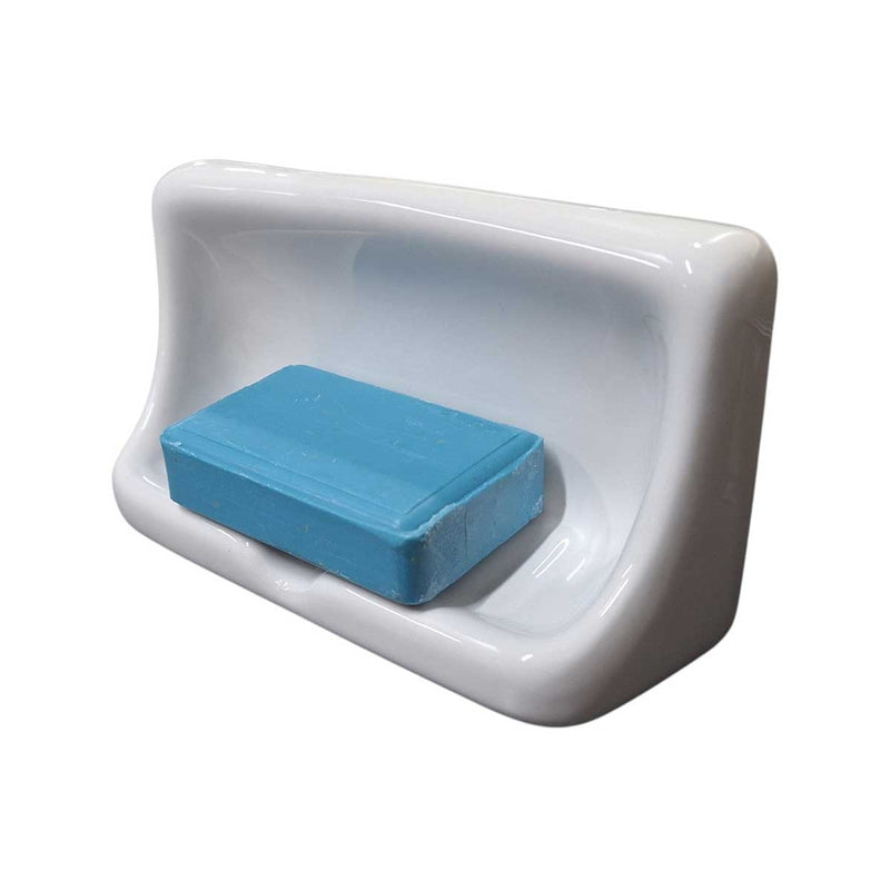 SereneDrains Ceramic Mini Soap Dish - Thinset Installation - White Glossy
