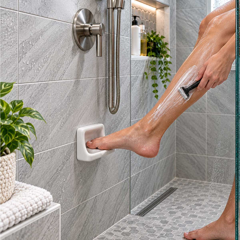 SereneDrains Ceramic Mini Soap Dish - Thinset Installation - White Glossy
