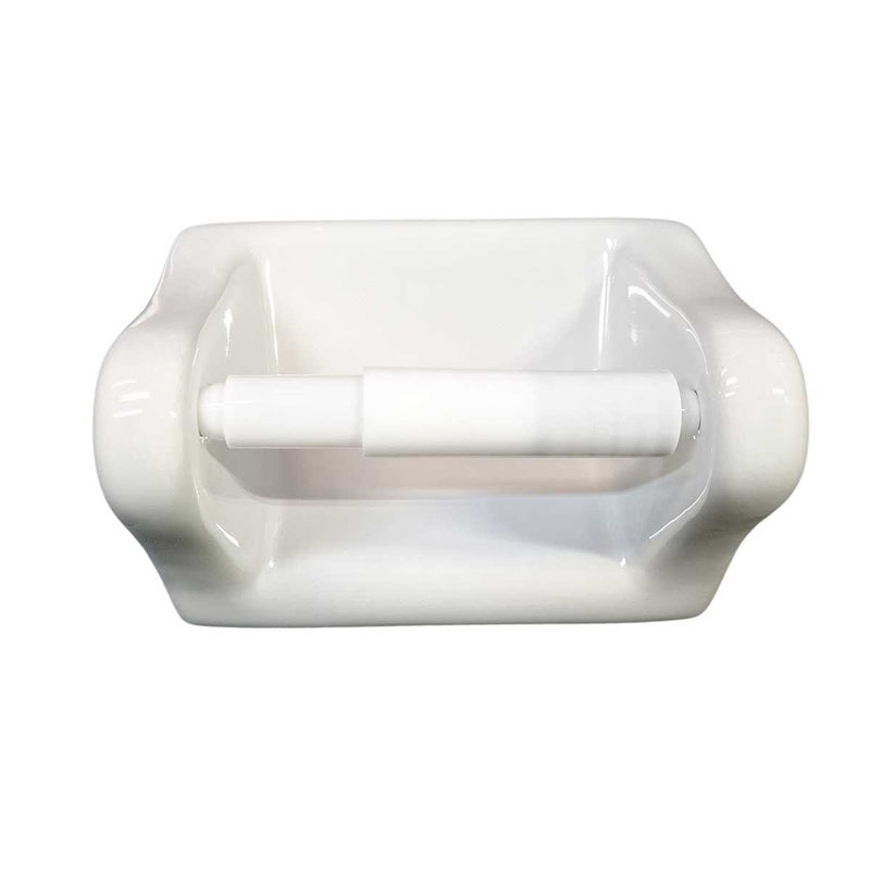 SereneDrains Ceramic Toilet Paper Holder - Thinset Installation - White Glossy