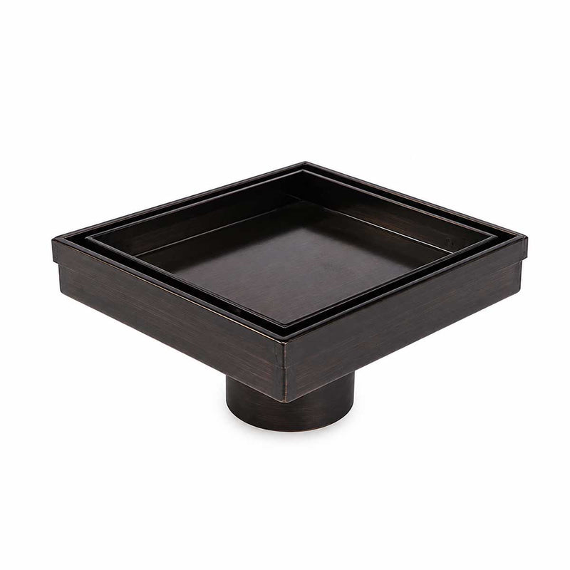 SereneDrains Square Shower Drain - Tile Insert - Oil Rubbed Bronze