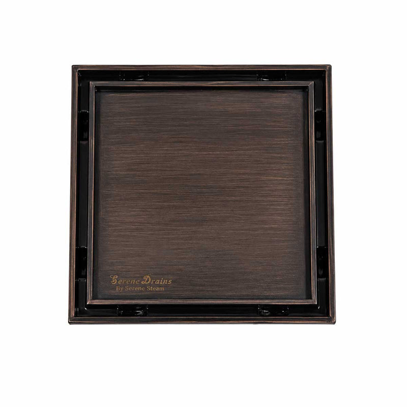 SereneDrains Square Shower Drain - Tile Insert - Oil Rubbed Bronze