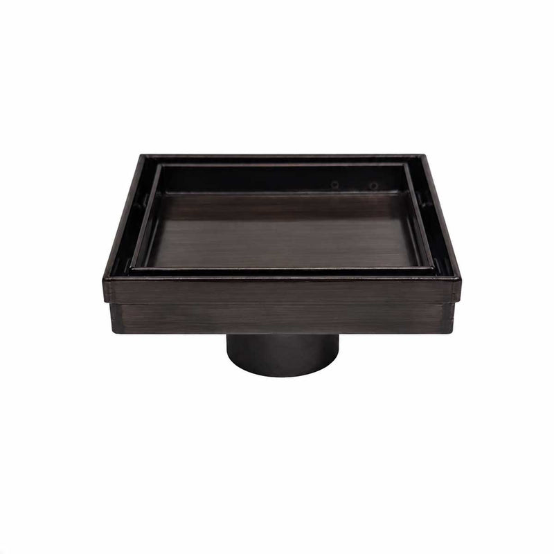 SereneDrains Square Shower Drain - Tile Insert - Oil Rubbed Bronze