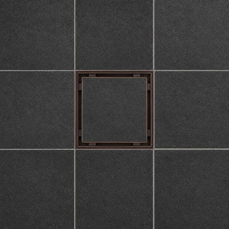 SereneDrains Square Shower Drain - Tile Insert - Oil Rubbed Bronze