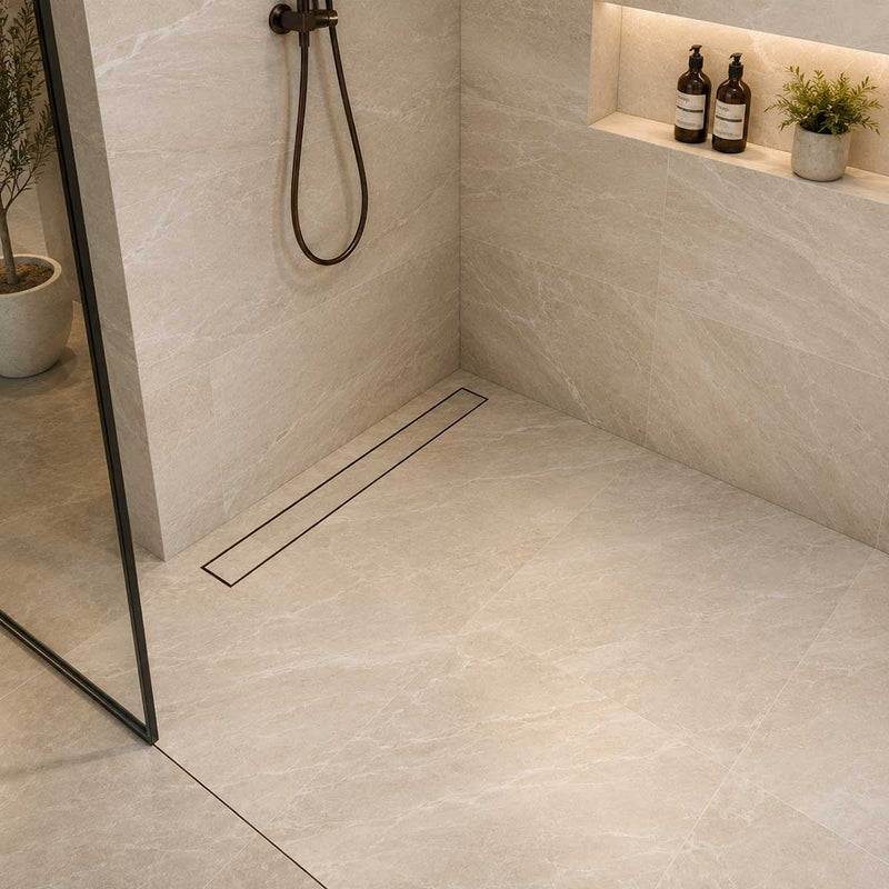 SereneDrains Linear Shower Drain - Tile Insert - Oil Rubbed Bronze - 30 Inch