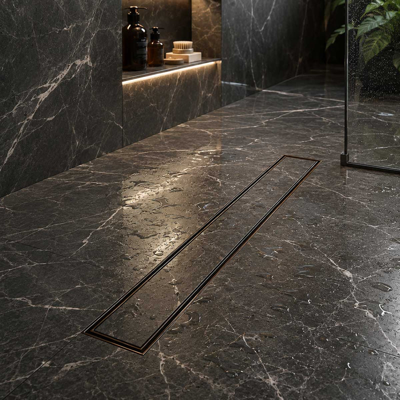 SereneDrains Linear Shower Drain - Tile Insert - Oil Rubbed Bronze - 30 Inch
