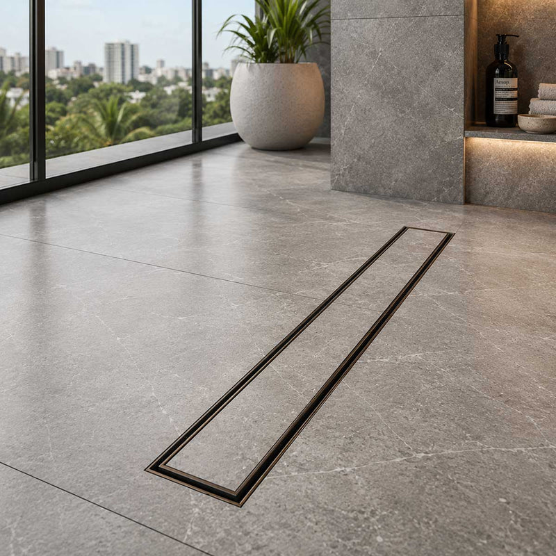 SereneDrains Linear Shower Drain - Tile Insert - Oil Rubbed Bronze - 30 Inch