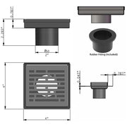 SereneDrains Square Shower Drain Kit with Base - Broken Lane - Matte Gold - 4 Inch