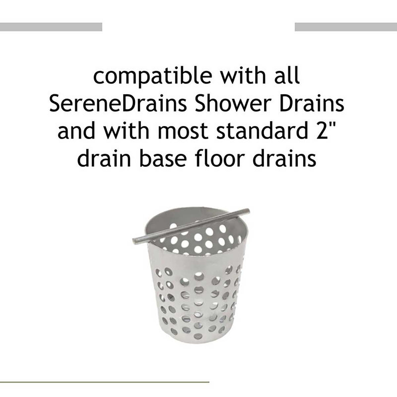 SereneDrains Hair Trap for Shower Drain Hair Catcher Basket Filter Strainer Brushed