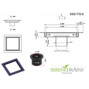 SereneDrains Square Shower Drain Invisible Hidden 6 inch