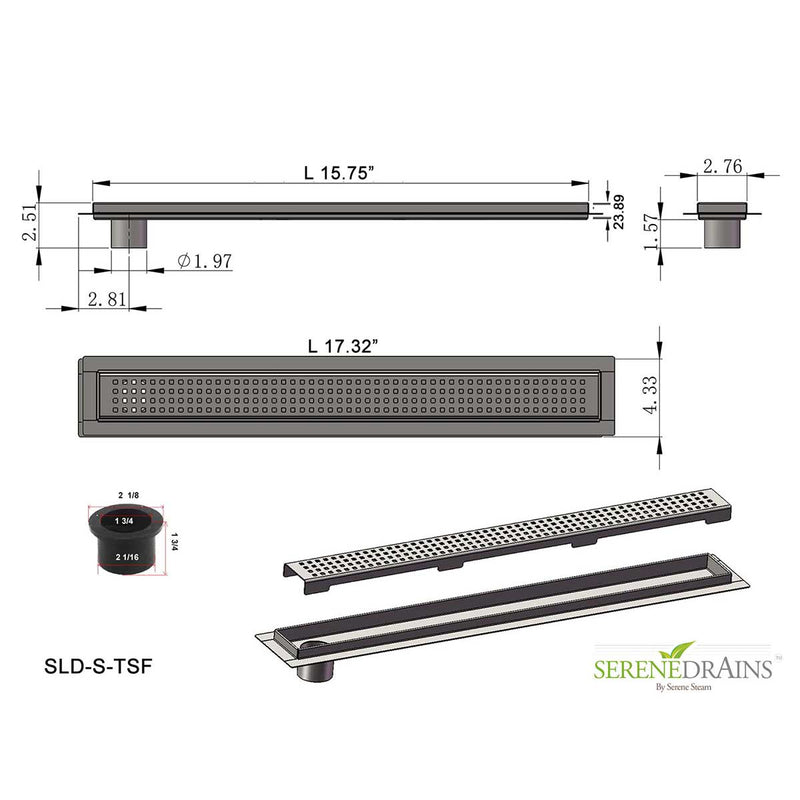 SereneDrains Linear Shower Drain