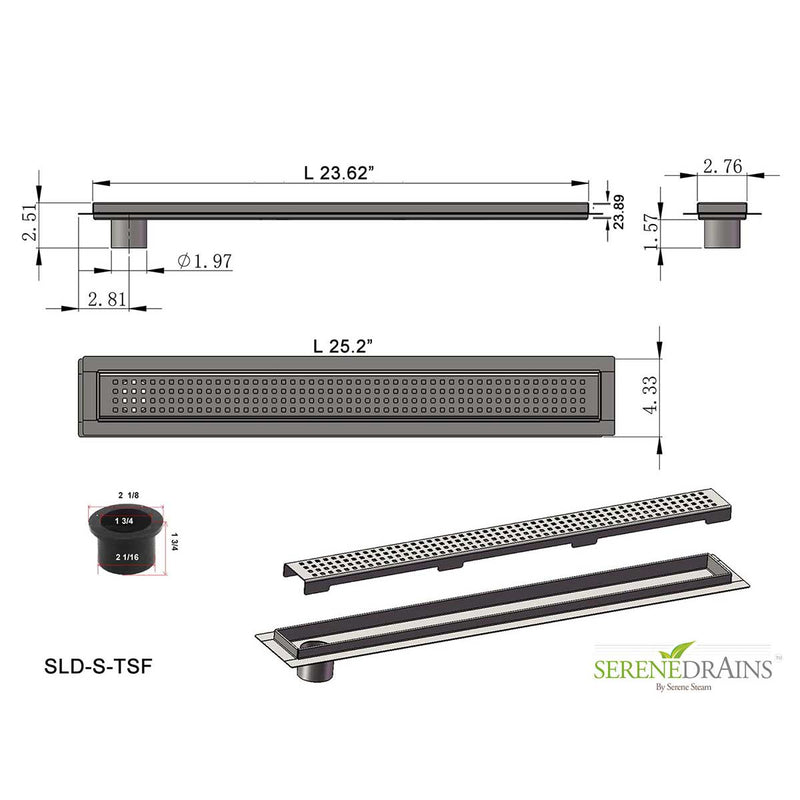 SereneDrains Linear Shower Drain