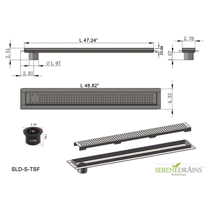 SereneDrains Linear Shower Drain