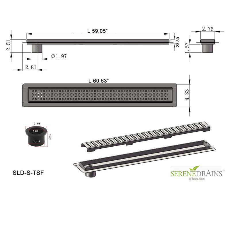 SereneDrains Linear Shower Drain