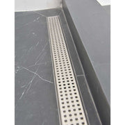 SereneDrains Linear Shower Drain Offset Outlet Square - Brushed 47