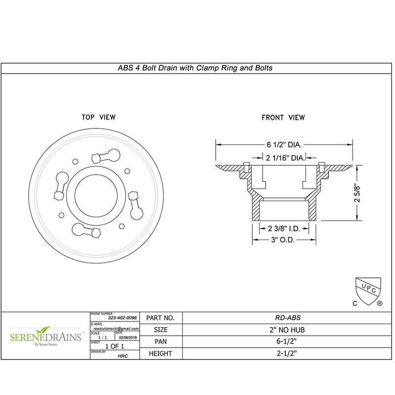 SereneDrains Shower Drain Base