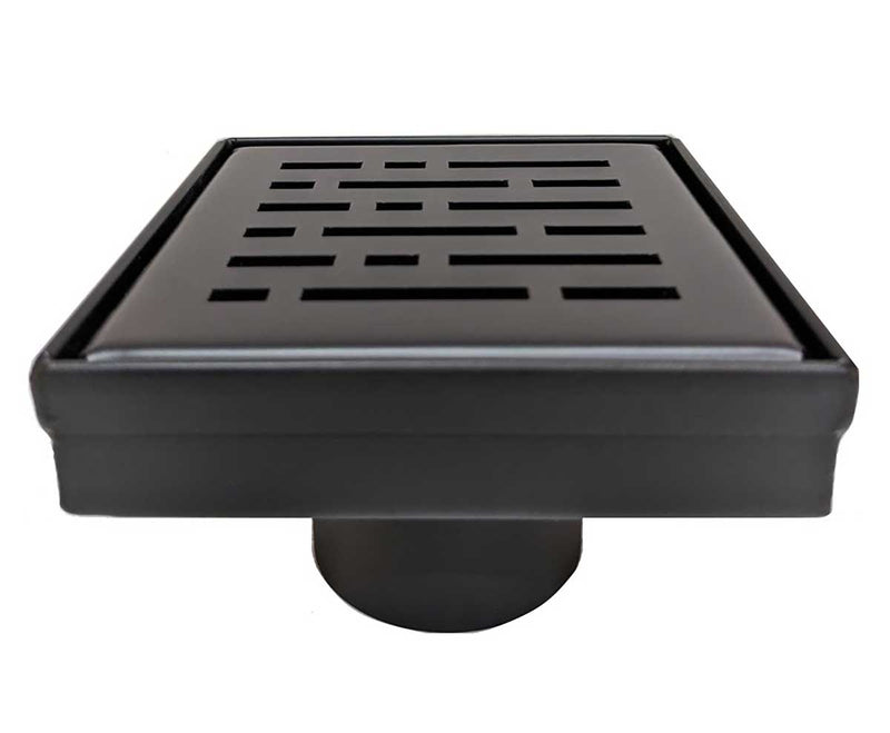 SereneDrains Square Shower Drain Broken Lane 4 Matte Black