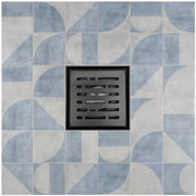 SereneDrains Square Shower Drain Kit with Base - Broken Lane - Matte Black - 4 Inch