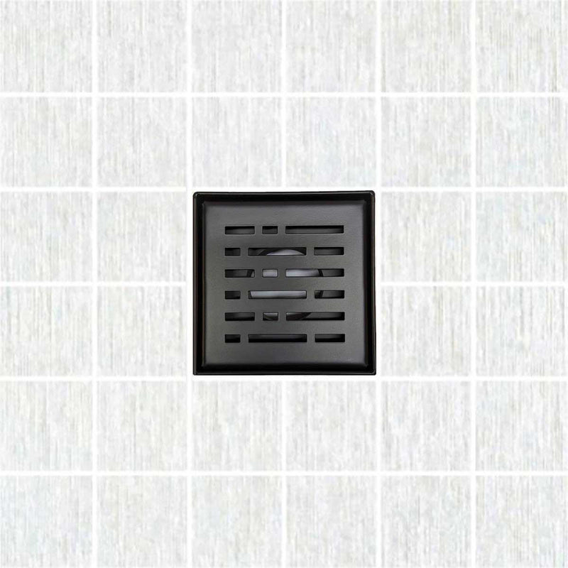 SereneDrains Square Shower Drain Kit with Base - Broken Lane - Matte Black - 4 Inch