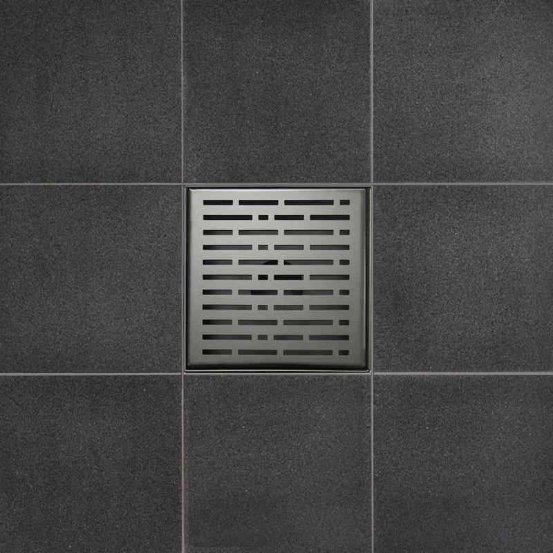 SereneDrains Square Shower Drain Broken Lane Matte Black 6