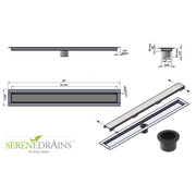 SereneDrains Linear Shower Drain Invisible Slim Design 24