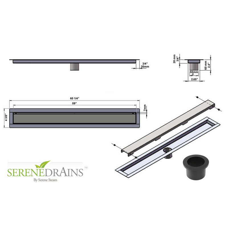 SereneDrains Linear Shower Drain