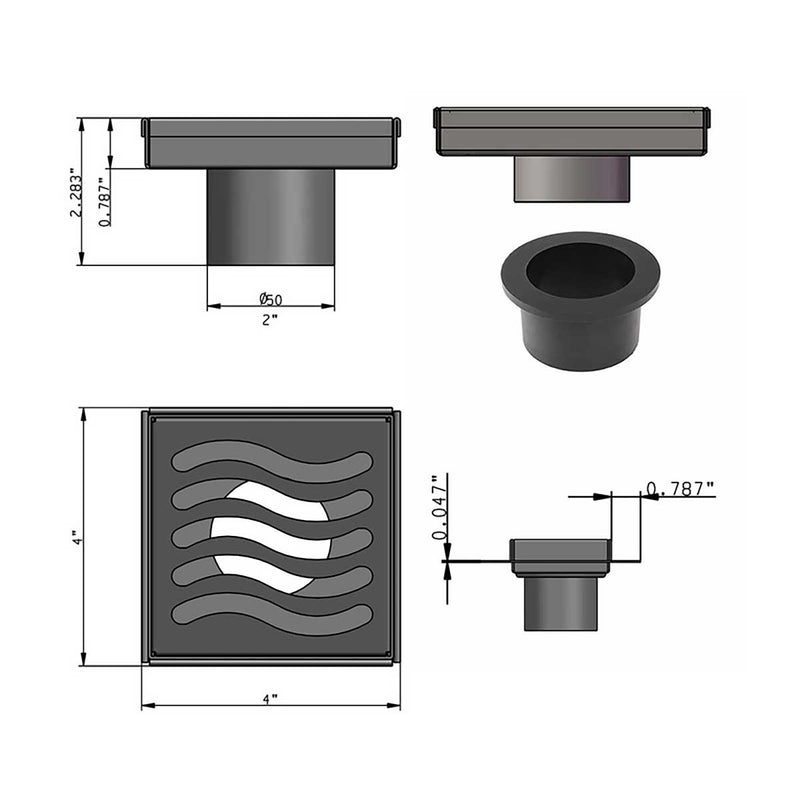 SereneDrains Square Shower Drain