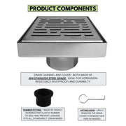 SereneDrains Square Shower Drain Broken Lane 4 Brushed