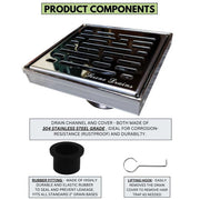 SereneDrains Square Shower Drain Broken Lane 4 Polished