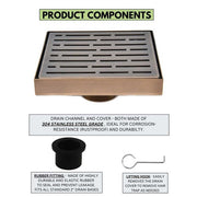 SereneDrains Square Shower Drain Broken Lane Oil-Rubbed Bronze 6