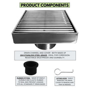 SereneDrains Square Shower Drain Linear Wedge 4 Polished