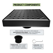 SereneDrains Square Shower Drain Traditional Square 6 Black