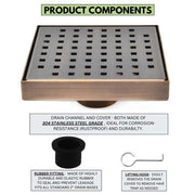 SereneDrains Square Shower Drain Traditional Square 6 ORB