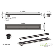 SereneDrains Linear Shower Drain Offset Outlet Broken Lane - Brushed 24
