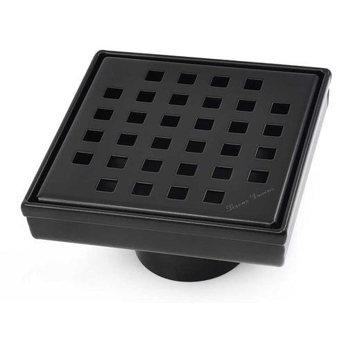 SereneDrains Square Shower Drain Traditional Square 4 Black