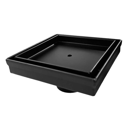 SereneDrains Square Shower Drain Tile Insert Matte Black 5 Inch