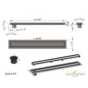 SereneDrains Linear Shower Drain Offset Outlet Tile Insert - Brushed 47