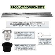 SereneDrains Linear Shower Drain Ocean Wave - Brushed 16