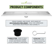 SereneDrains Linear Shower Drain Tile Insert Brushed Nickel 72