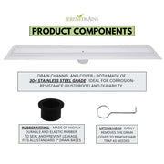 SereneDrains Linear Shower Drain Tile Insert Matte White 59