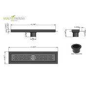 SereneDrains Linear Shower Drain Broken Lane - Matte White 16