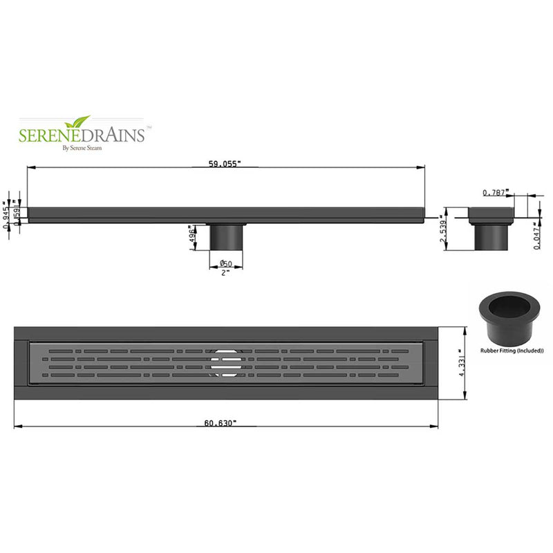 SereneDrains Linear Shower Drain Broken Lane - Matte White 59