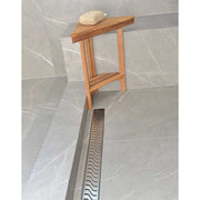 SereneDrains Linear Shower Drain Offset Outlet Ocean Wave - Brushed 35
