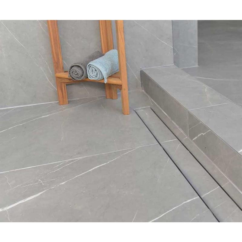 SereneDrains ABS Horizontal Side Discharge Outlet with Tile In Linear Shower Drain Low Profile Assembly Reducer PVC Base Pipe Fitting P Trap