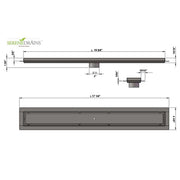SereneDrains ABS Horizontal Side Discharge Outlet with Tile In Linear Shower Drain Low Profile Assembly Reducer PVC Base Pipe Fitting P Trap